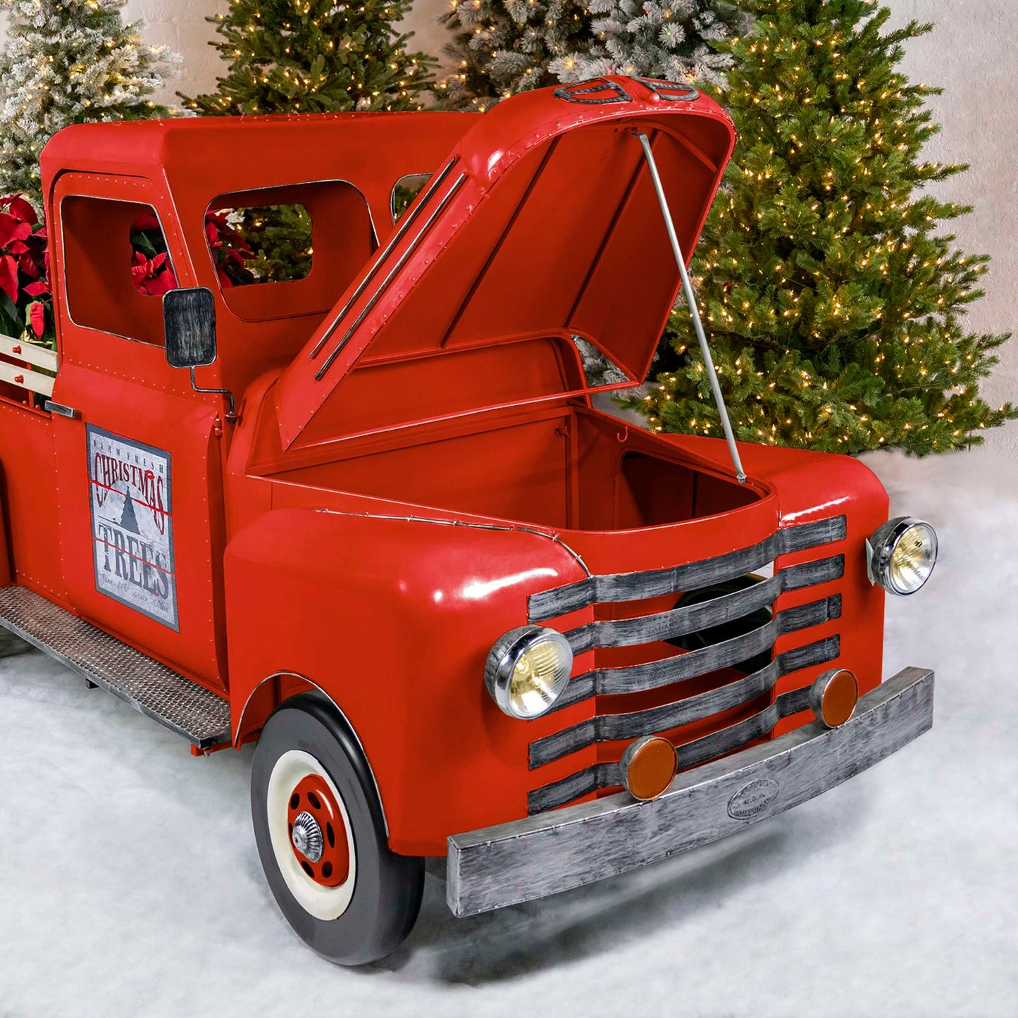 Christmas 9.8ft. Long Large Red Iron "Houston" Truck Decor with LED Headlights