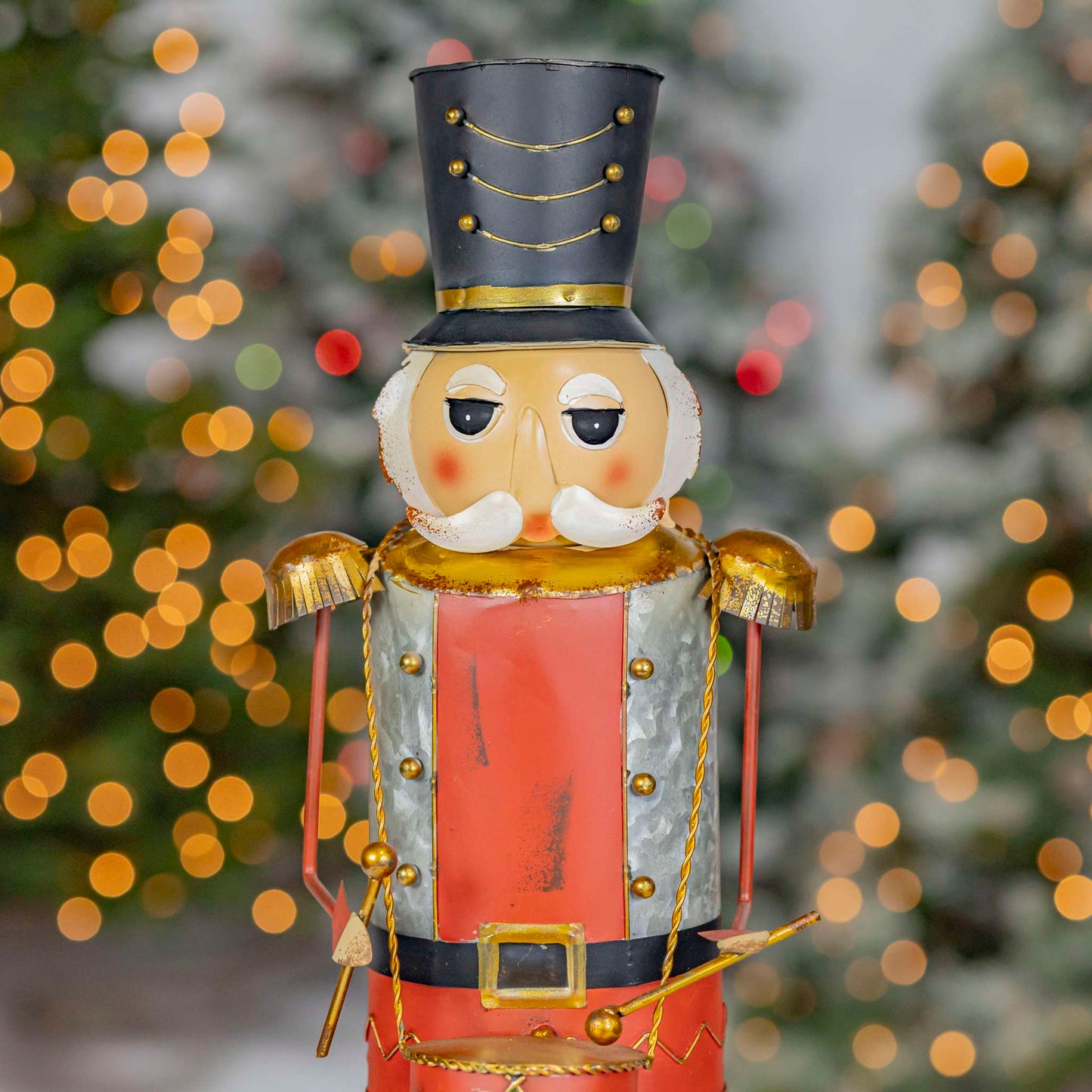 Christmas 23" Tall Metal Nutcracker Figurine with Drum "Hans"