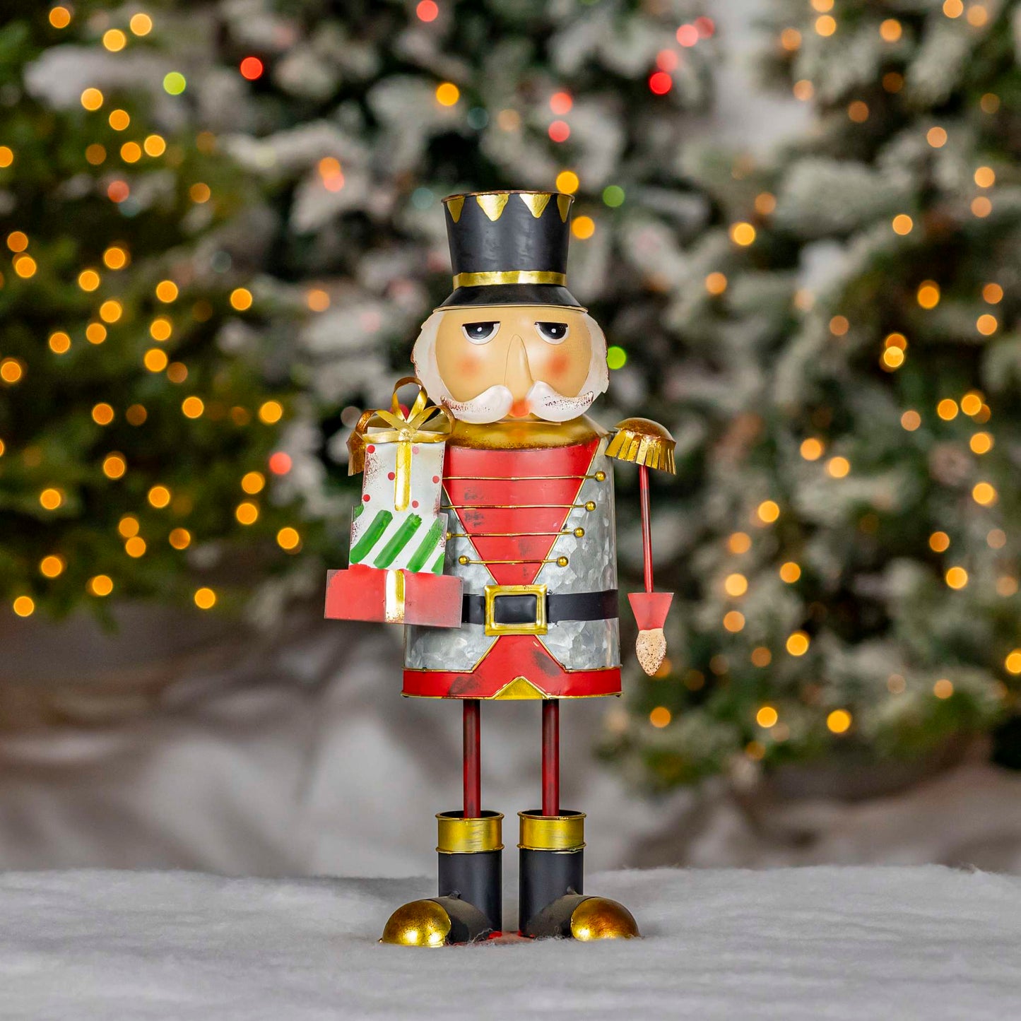 Christmas 17.25" Tall Metal Nutcracker Figurine with Gifts "Nikolai"