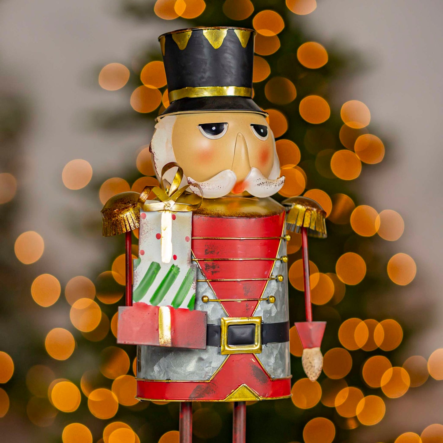 Christmas 17.25" Tall Metal Nutcracker Figurine with Gifts "Nikolai"