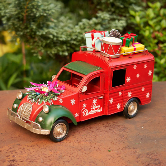 Christmas Old-Style Christmas Truck with Snowflakes and Gifts