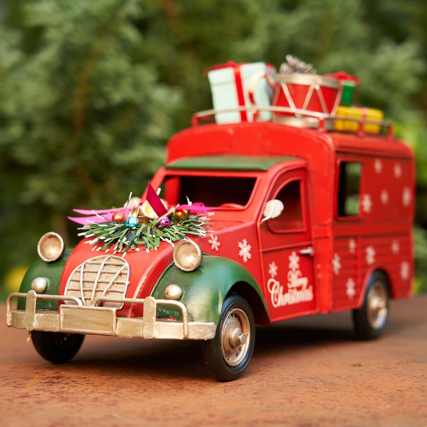 Christmas Old-Style Christmas Truck with Snowflakes and Gifts