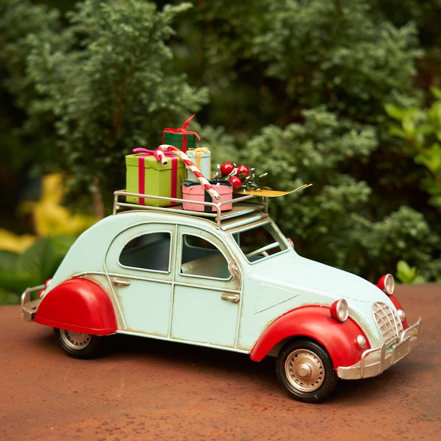 Christmas Blue and Red Buggy with Christmas Gifts