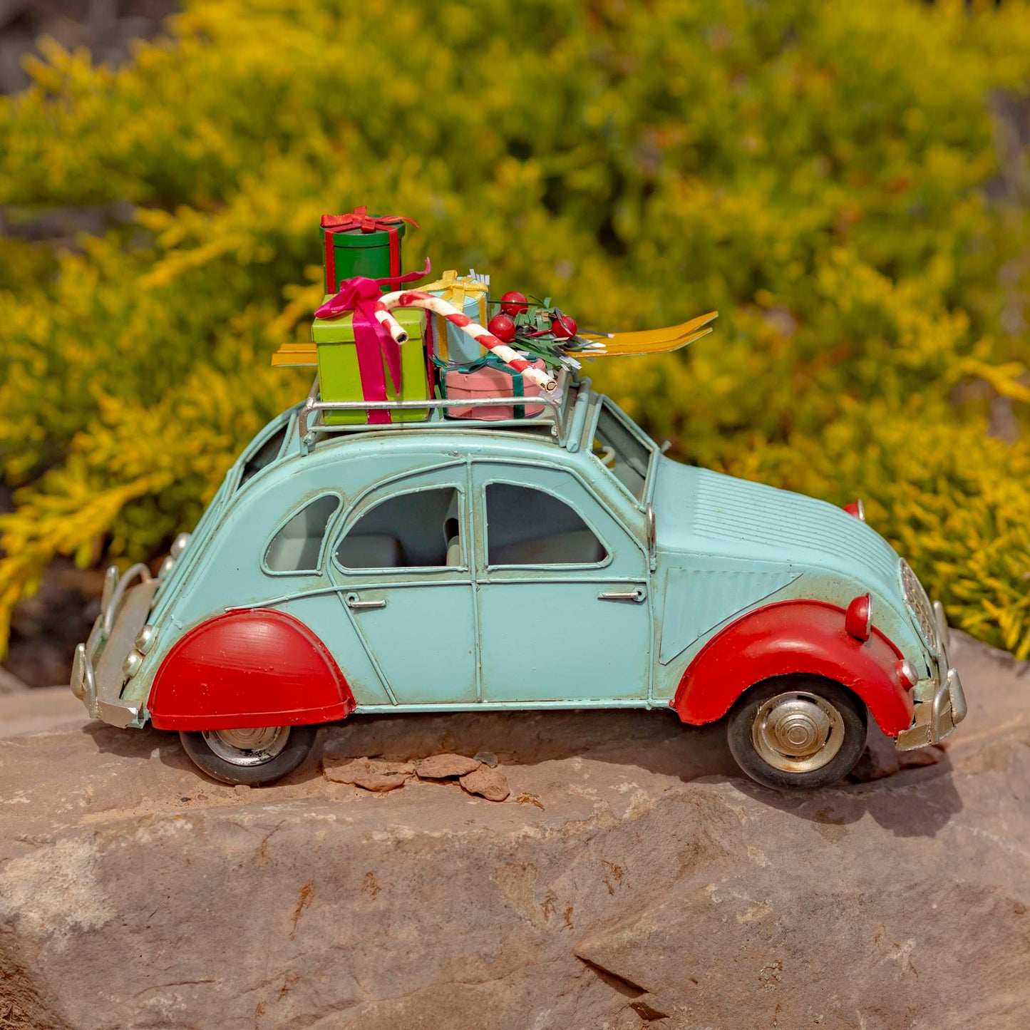 Christmas Blue and Red Buggy with Christmas Gifts