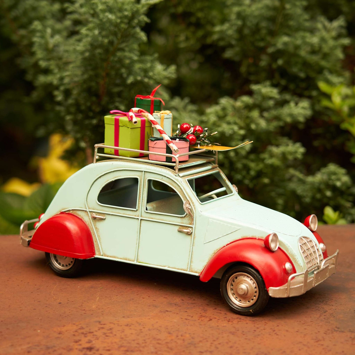 Christmas Blue and Red Buggy with Christmas Gifts