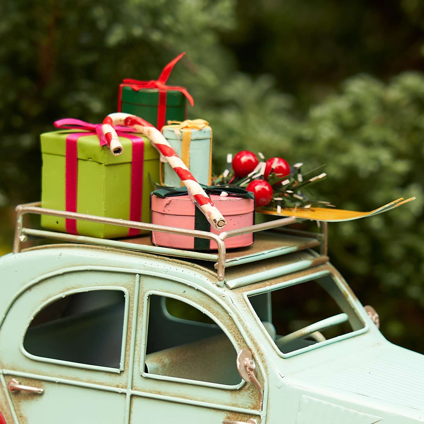 Christmas Blue and Red Buggy with Christmas Gifts