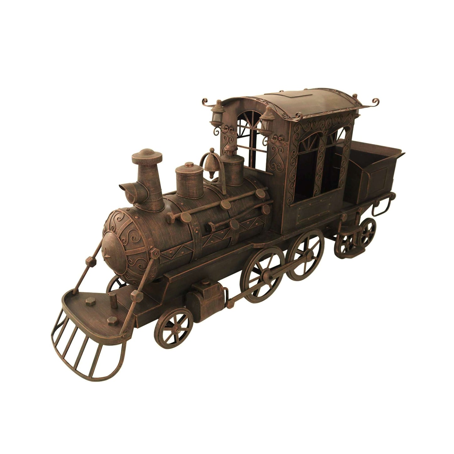 Christmas 5.85 ft. Long Medium Antique Bronze Iron Train with Cart & Lanterns "Blessed Bullet"