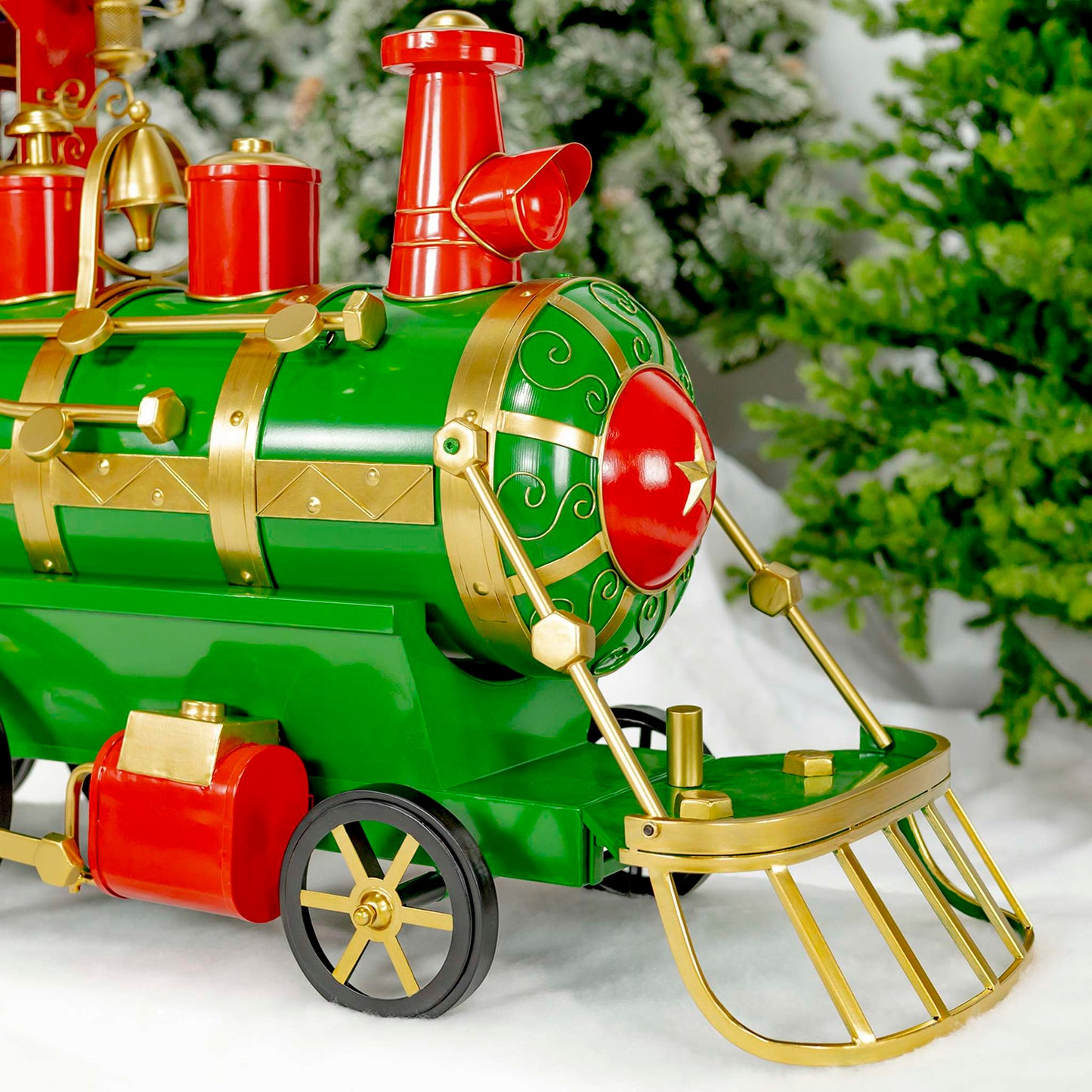 Christmas 5.85 ft. Long Medium Iron Christmas Train with Cart & Lanterns "Blessed Bullet"