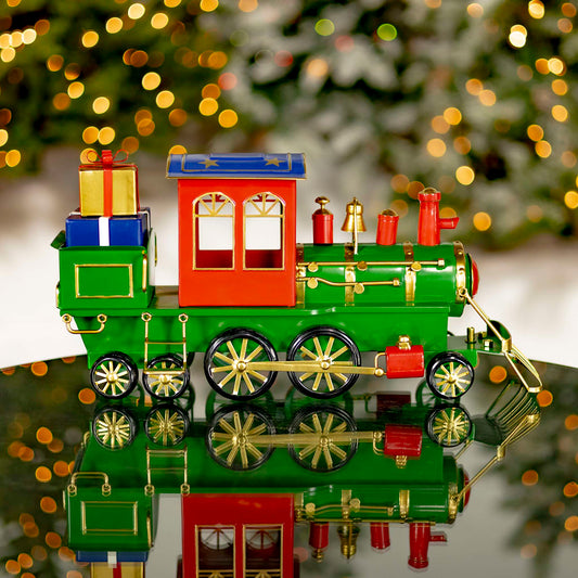 Christmas 17" Long Iron Tabletop Christmas Train Decoration "Special Delivery"