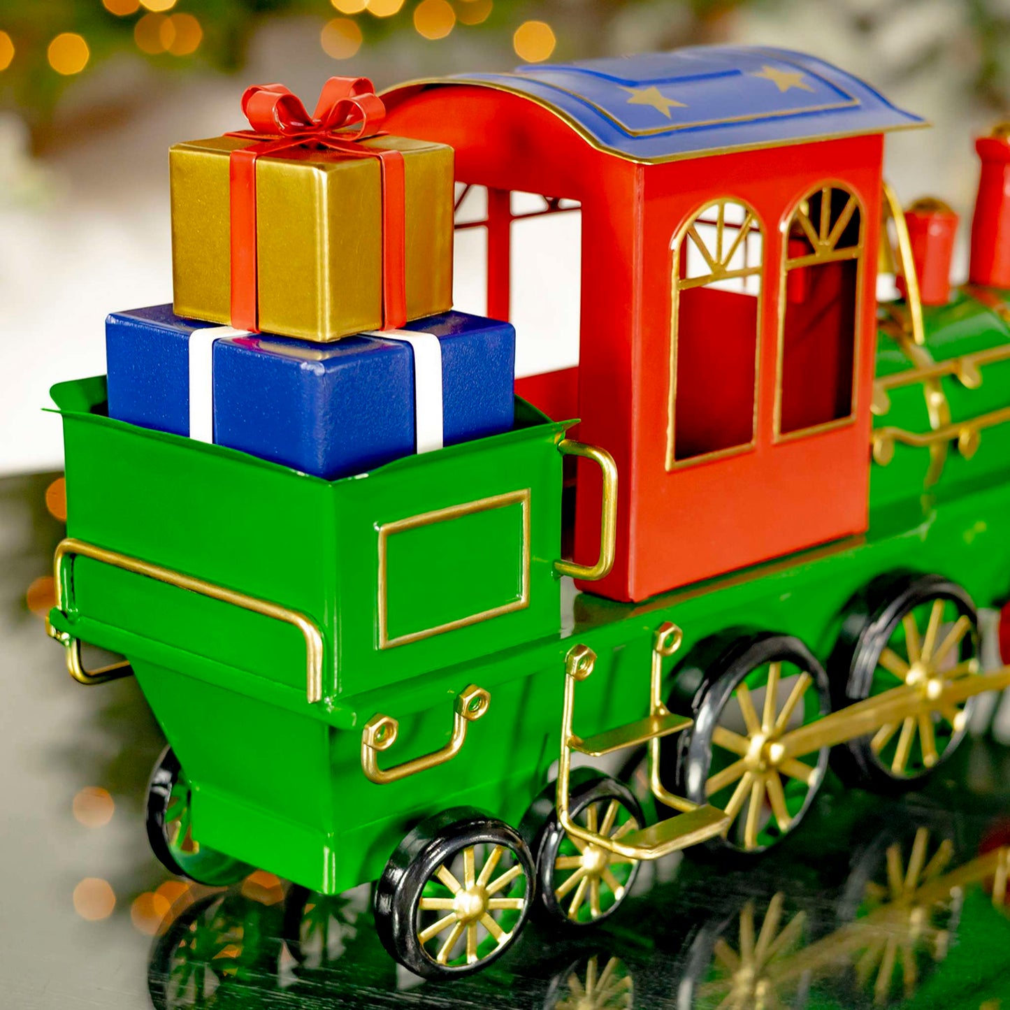 Christmas 17" Long Iron Tabletop Christmas Train Decoration "Special Delivery"