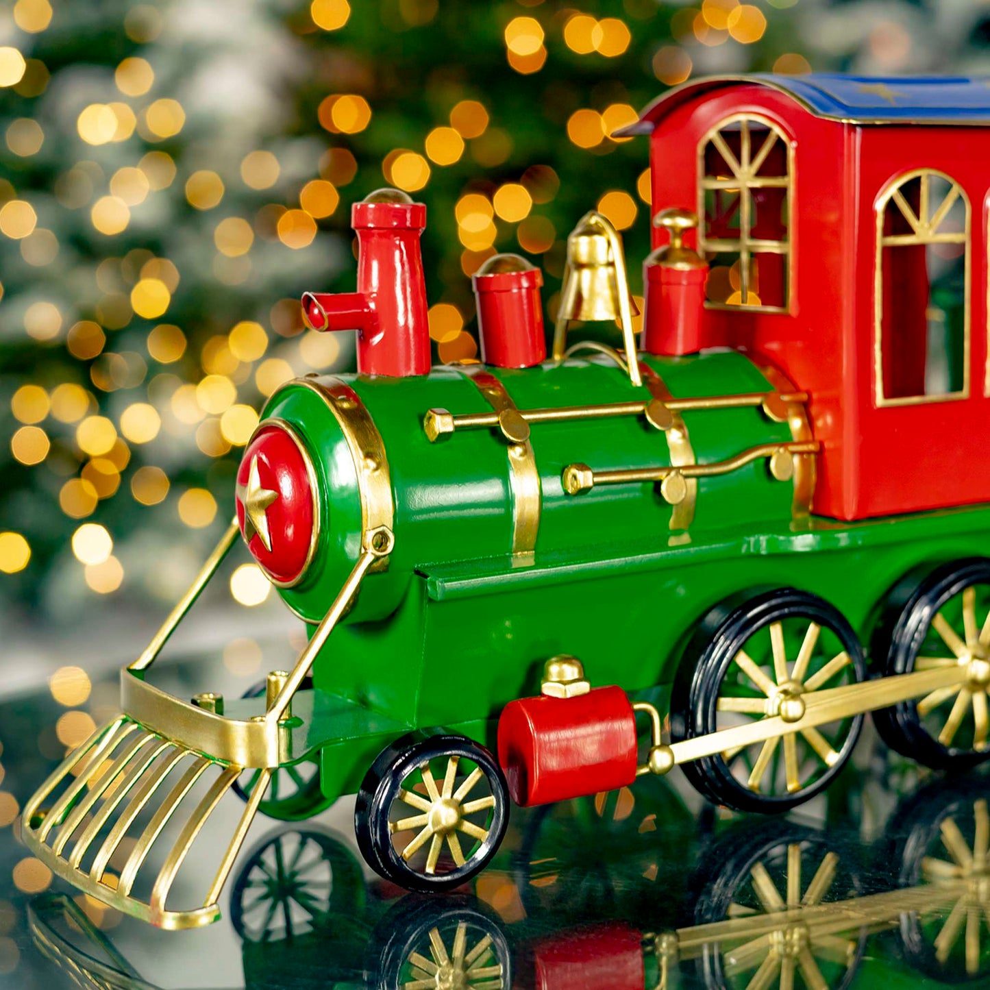 Christmas 17" Long Iron Tabletop Christmas Train Decoration "Special Delivery"