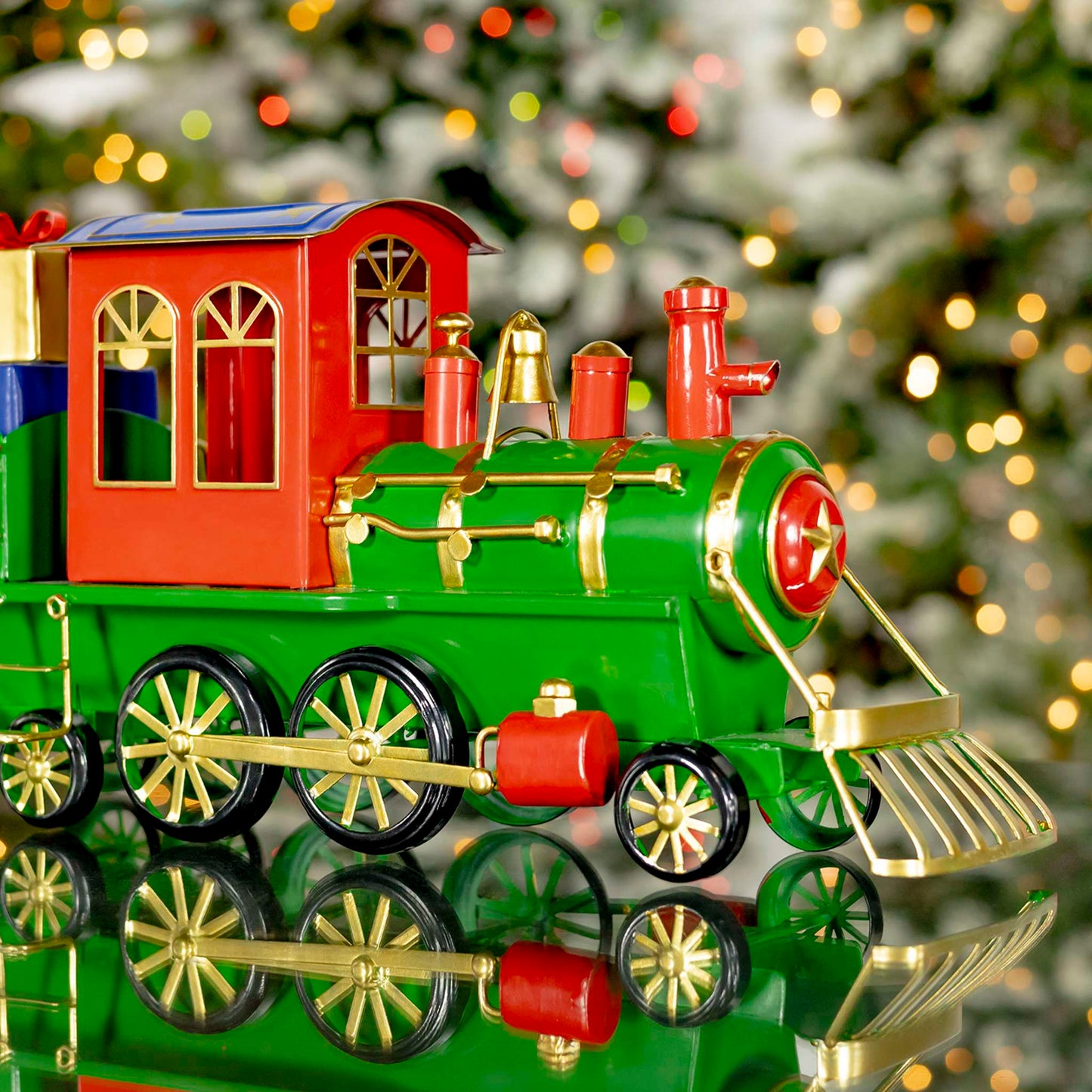 Christmas 17" Long Iron Tabletop Christmas Train Decoration "Special Delivery"