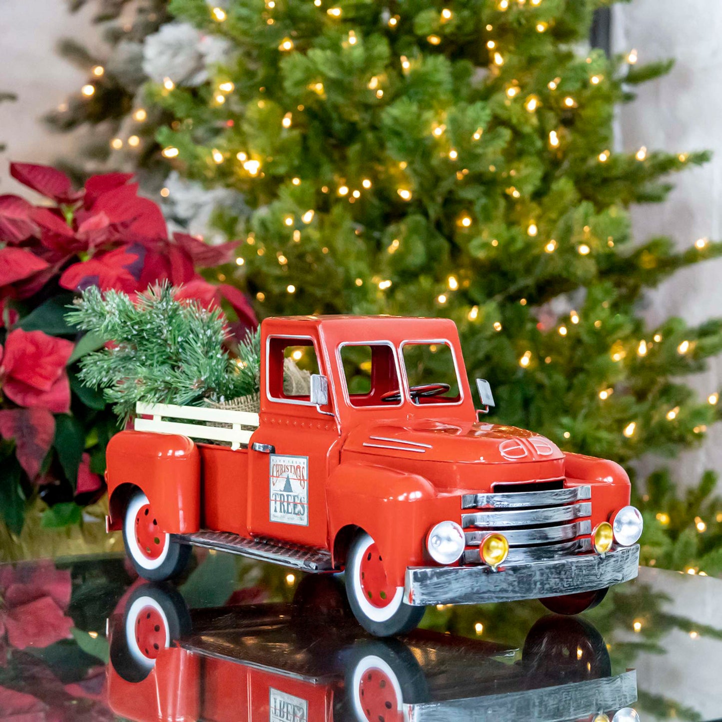 Christmas 18" Red Metal Truck Decoration