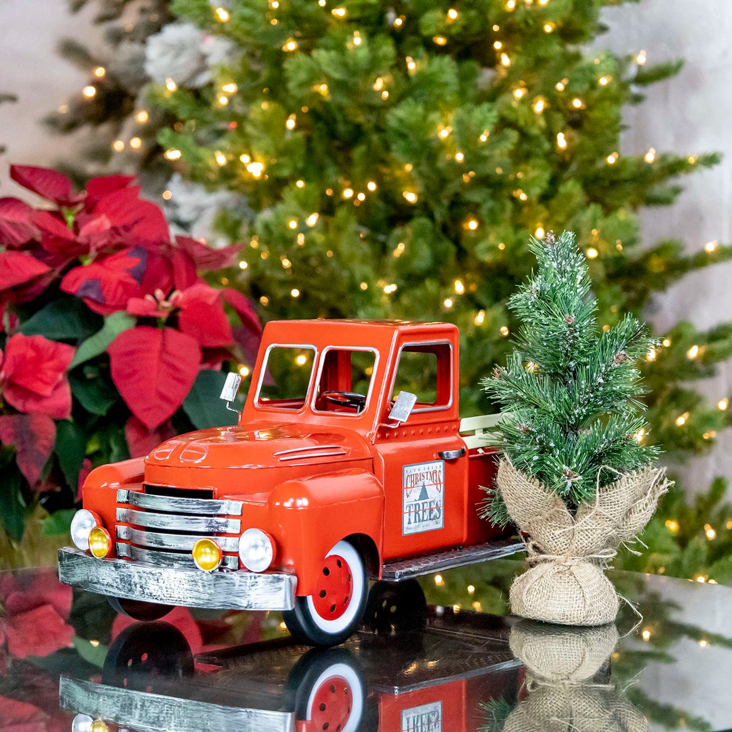 Christmas 18" Red Metal Truck Decoration