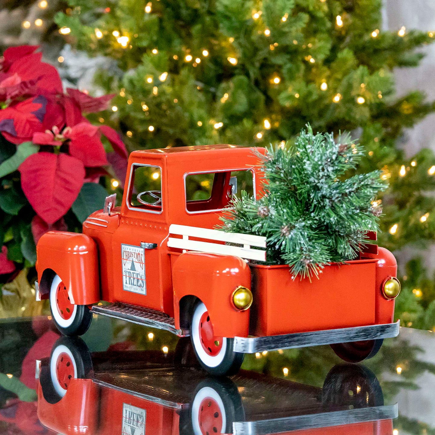 Christmas 18" Red Metal Truck Decoration