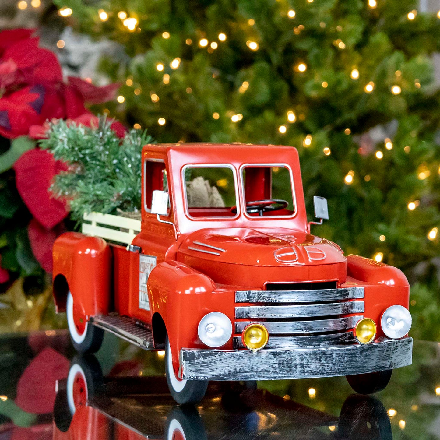 Christmas 18" Red Metal Truck Decoration