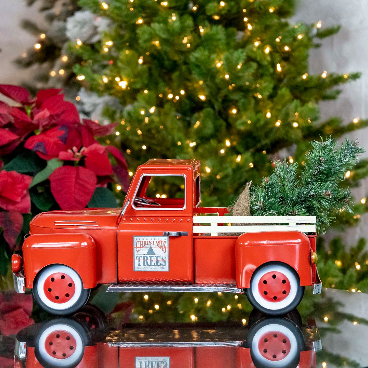 Christmas 18" Red Metal Truck Decoration