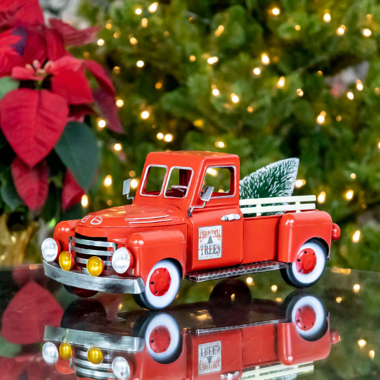 Christmas 12" Red Metal Truck Decoration