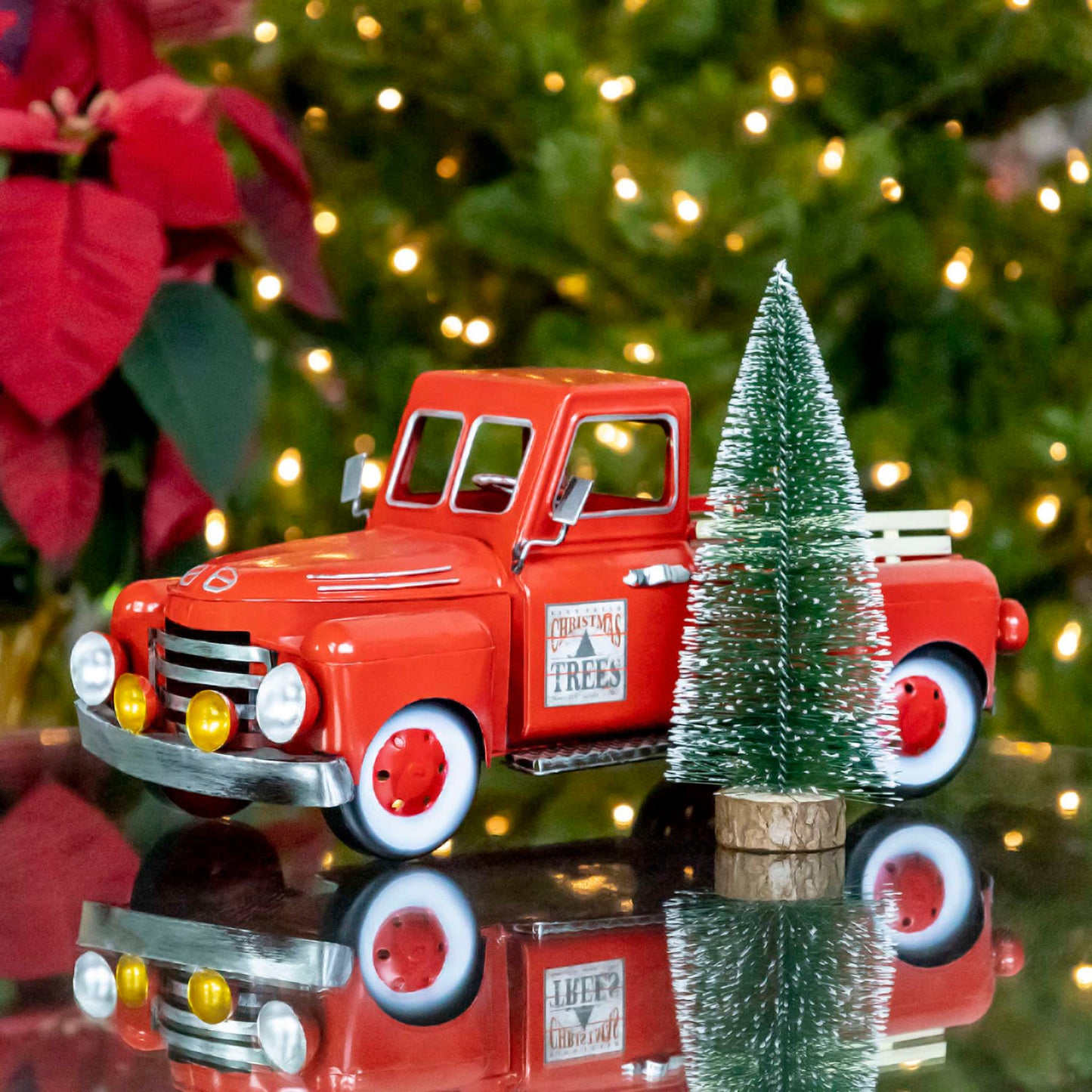 Christmas 12" Red Metal Truck Decoration