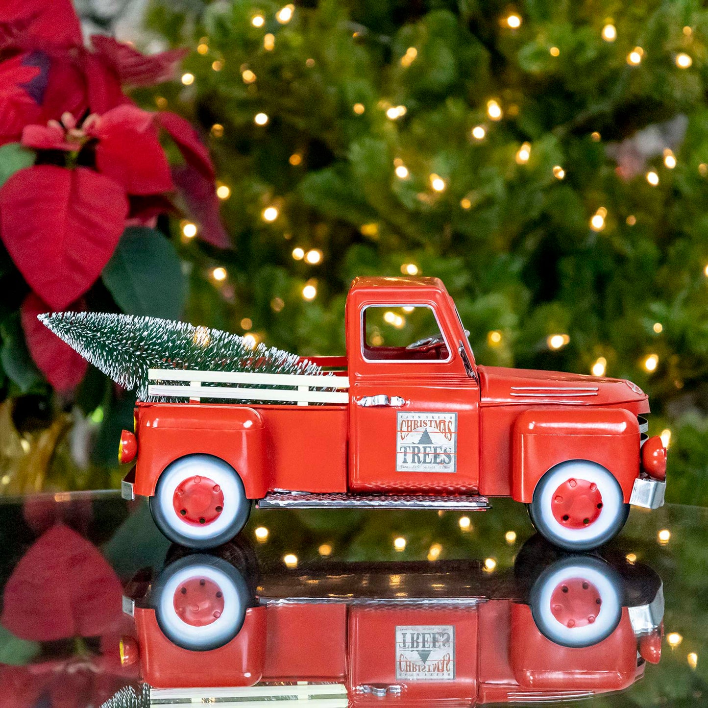 Christmas 12" Red Metal Truck Decoration