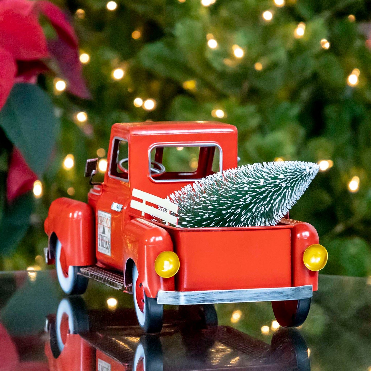 Christmas 12" Red Metal Truck Decoration