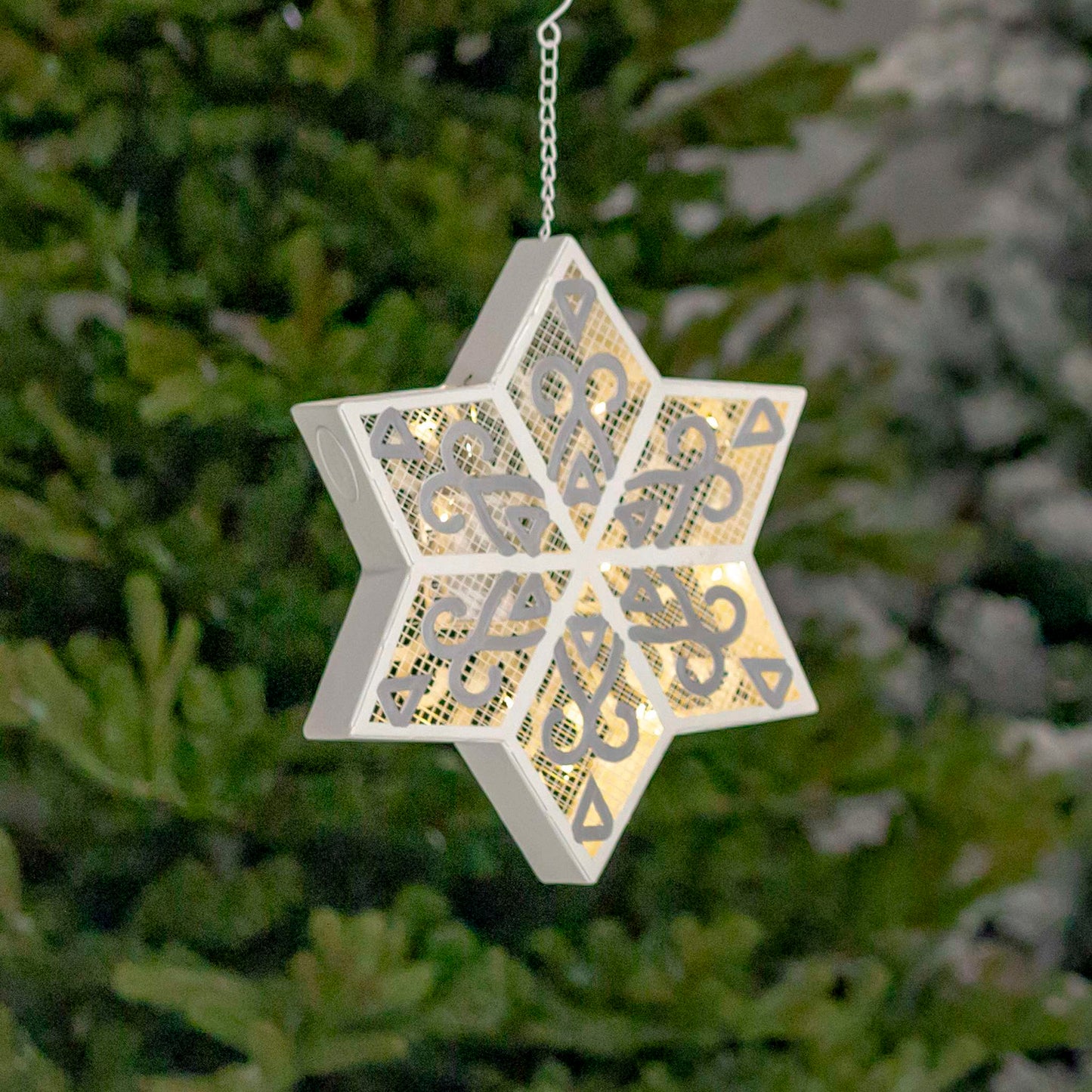 Christmas Set of 3 Hanging Light-Up Six-Point Star Snowflakes in Assorted Sizes