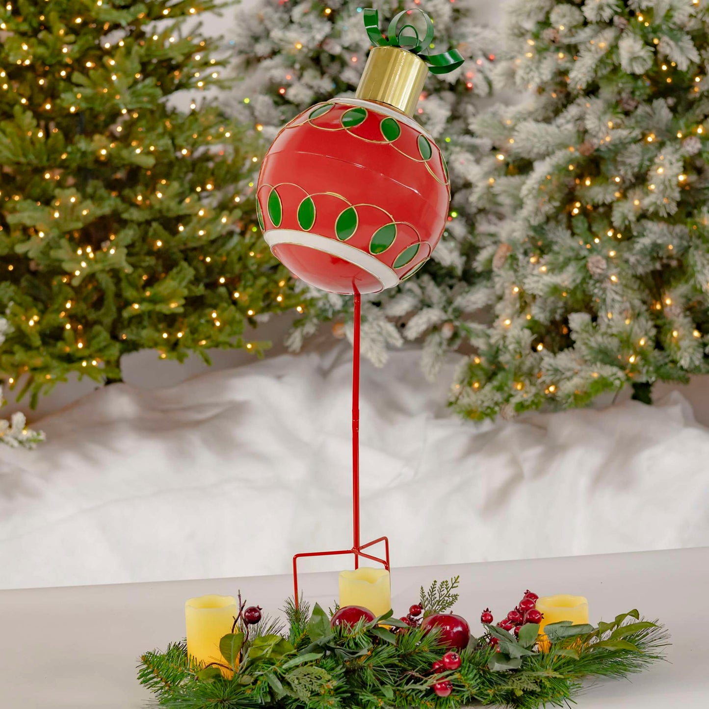 Christmas 35.83" Tall Red Christmas Ball Ornament Metal Garden Stake