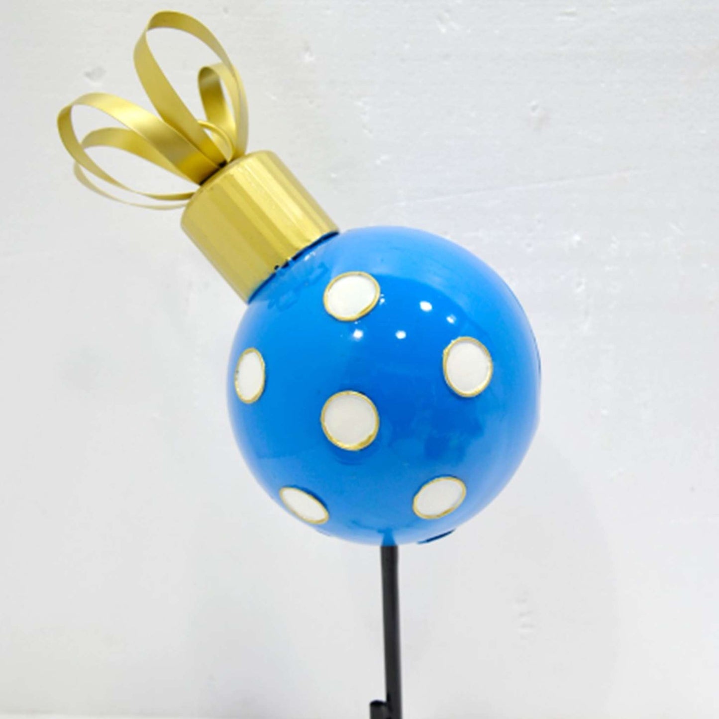 Christmas 26" Tall Blue & White Polka Dot Christmas Ball Ornament Metal Garden Stake