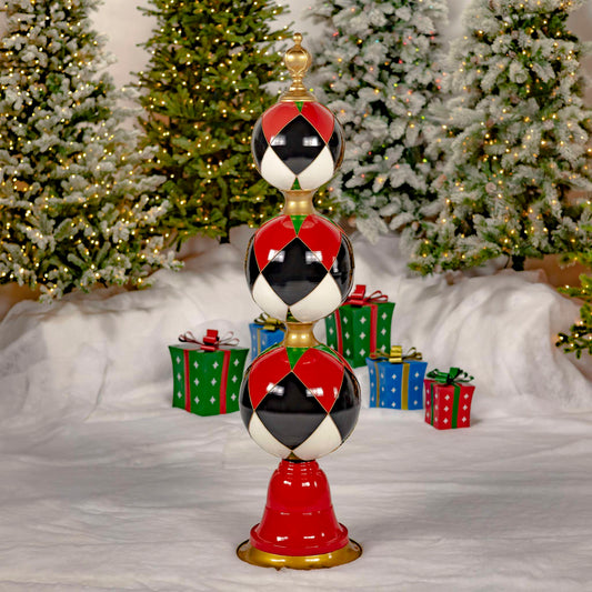 Christmas 5.5 ft. Tall Stacked Ornament Tower Decorative Christmas Display in Argyle Print