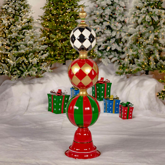 Christmas 5.6 ft. Tall Iron Christmas Ornament Decorative Display Tower with Diamond Print