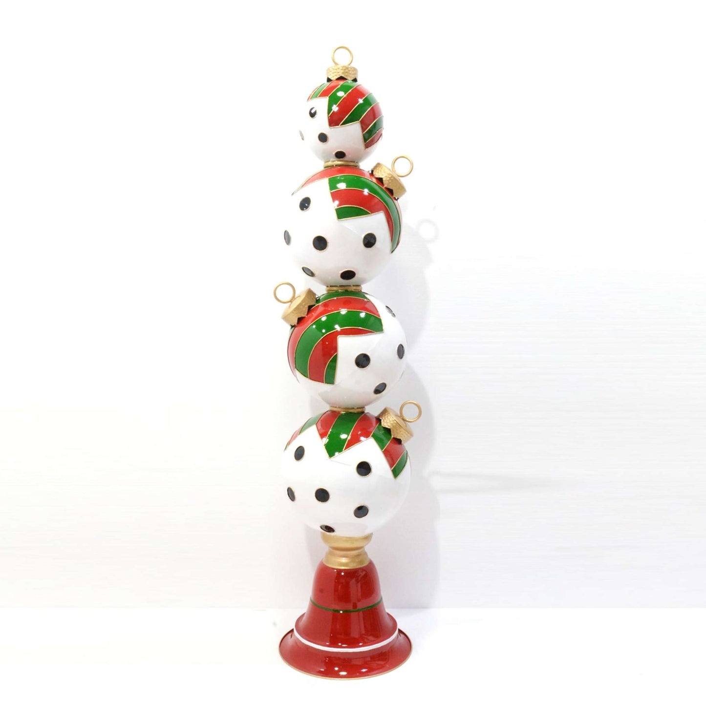 Christmas 6 ft. Tall Iron Christmas Ornament Tower with Black & White Polka Dots