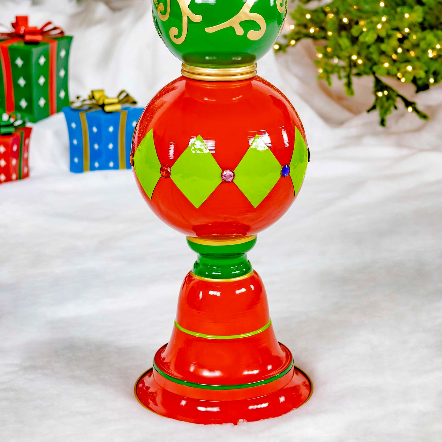 Christmas 5.5 ft. Tall Classic Christmas Ornament Tower in Red, Green, & Gold