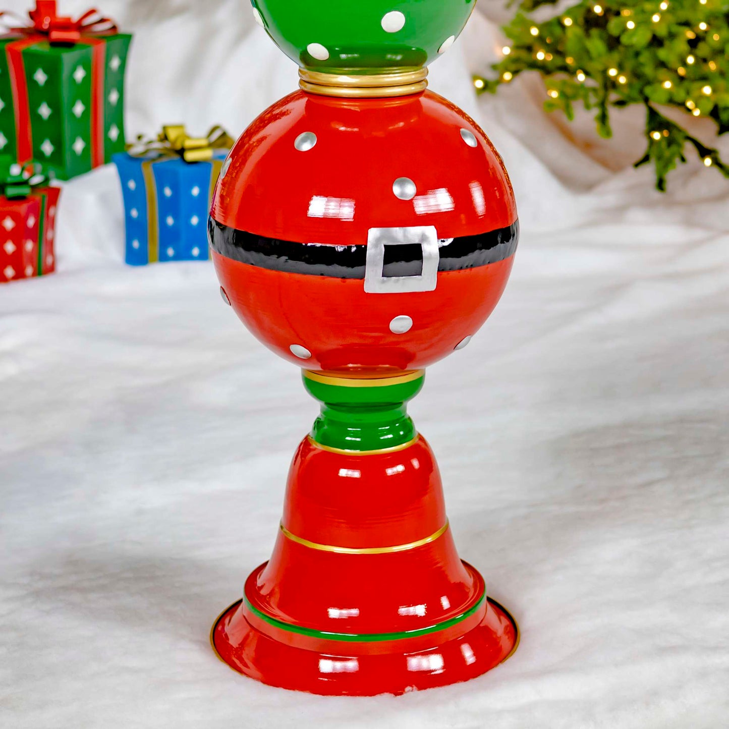 Christmas 5.5 ft. Tall Santa Inspired Christmas Ornament Tower with Belt Buckles