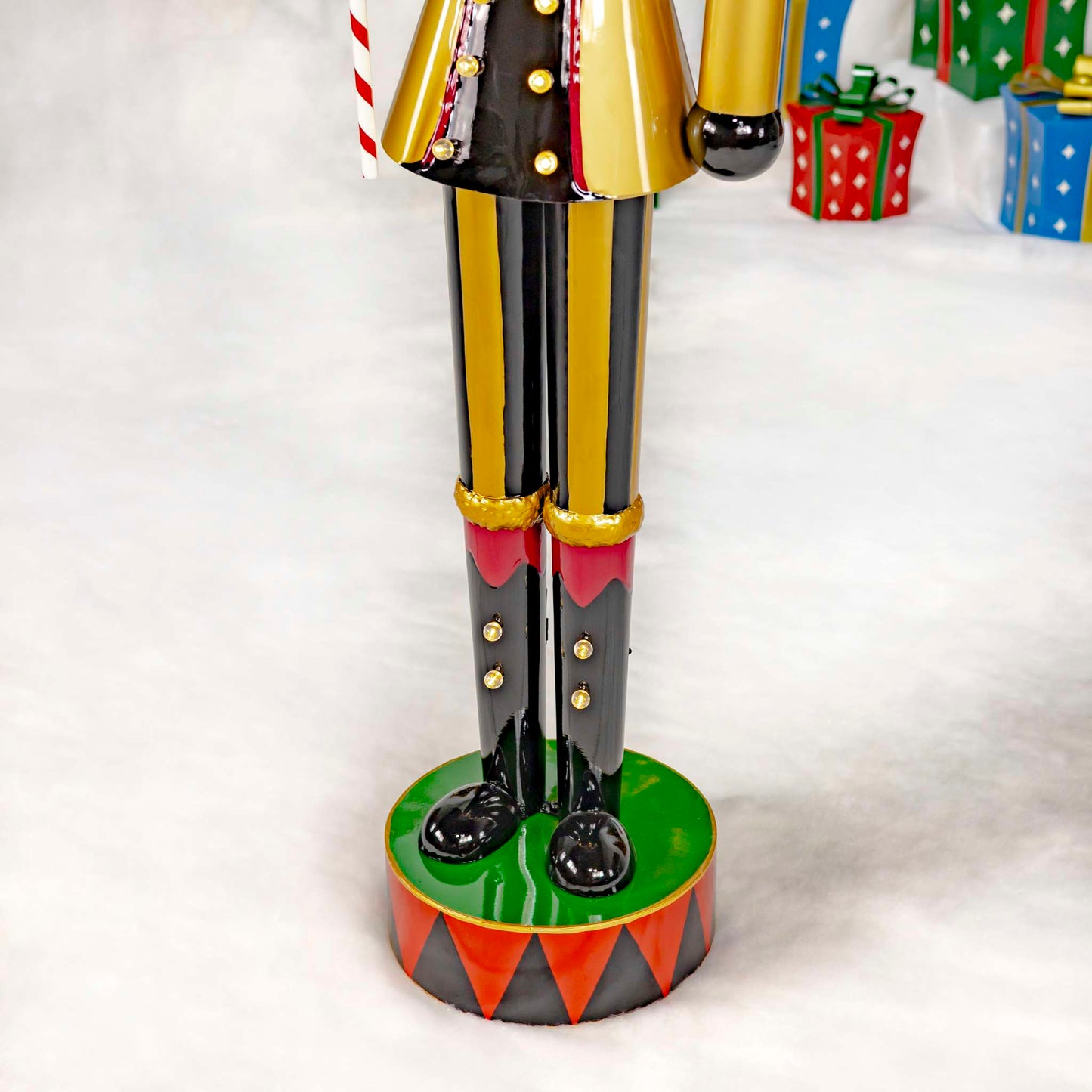 Christmas 65.35" Tall Iron Nutcracker in Gold with Candy Cane & LED Lights "Kane"