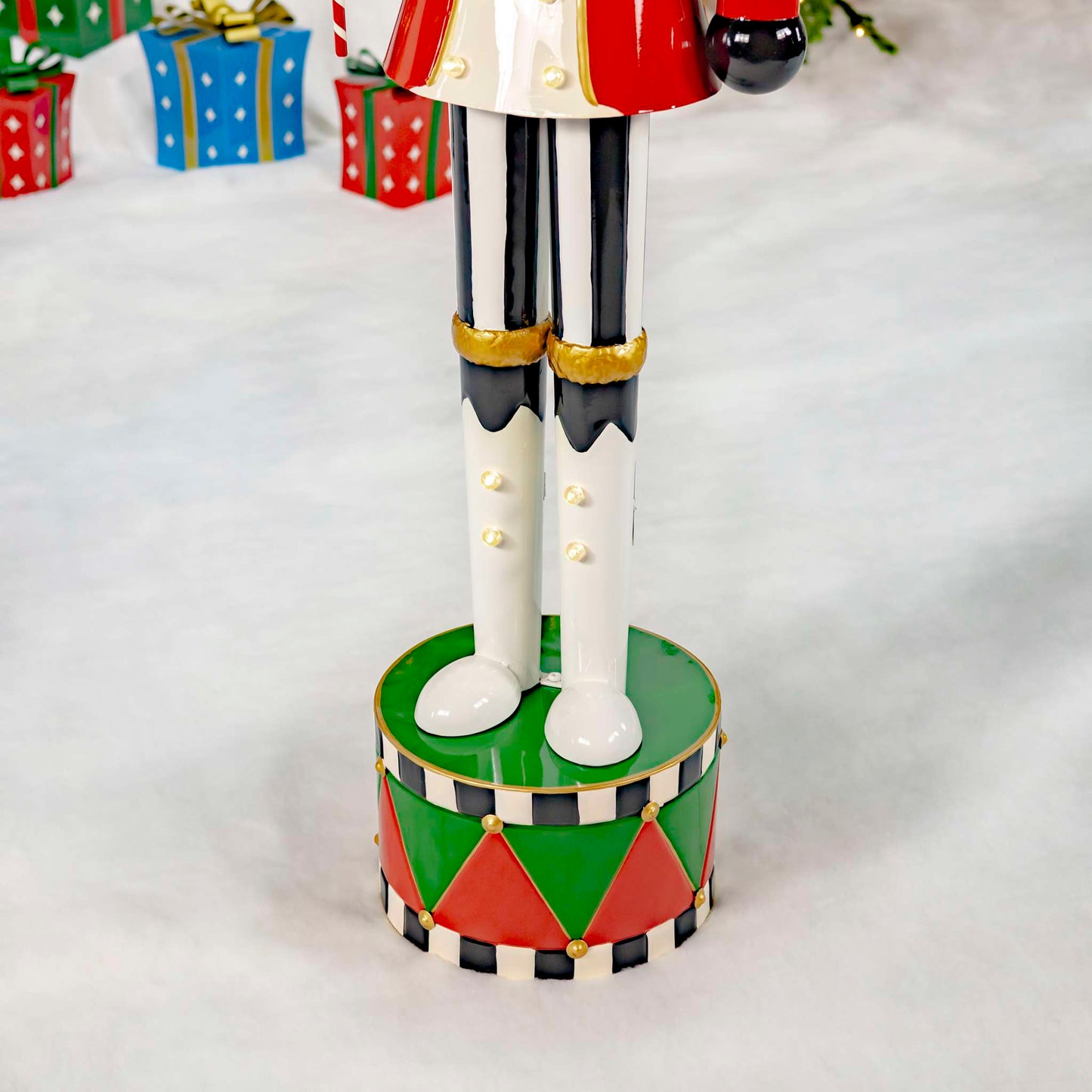 Christmas 65" Tall Standing Iron Nutcracker with Candy Cane & LED Lights "Christopher"