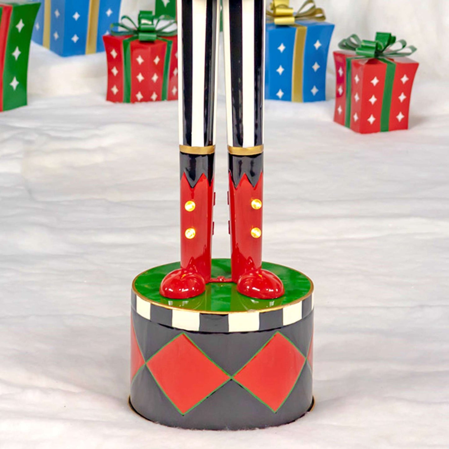 Christmas 65" Tall Standing Iron Nutcracker with Christmas Gifts & LED Lights "Joseph"