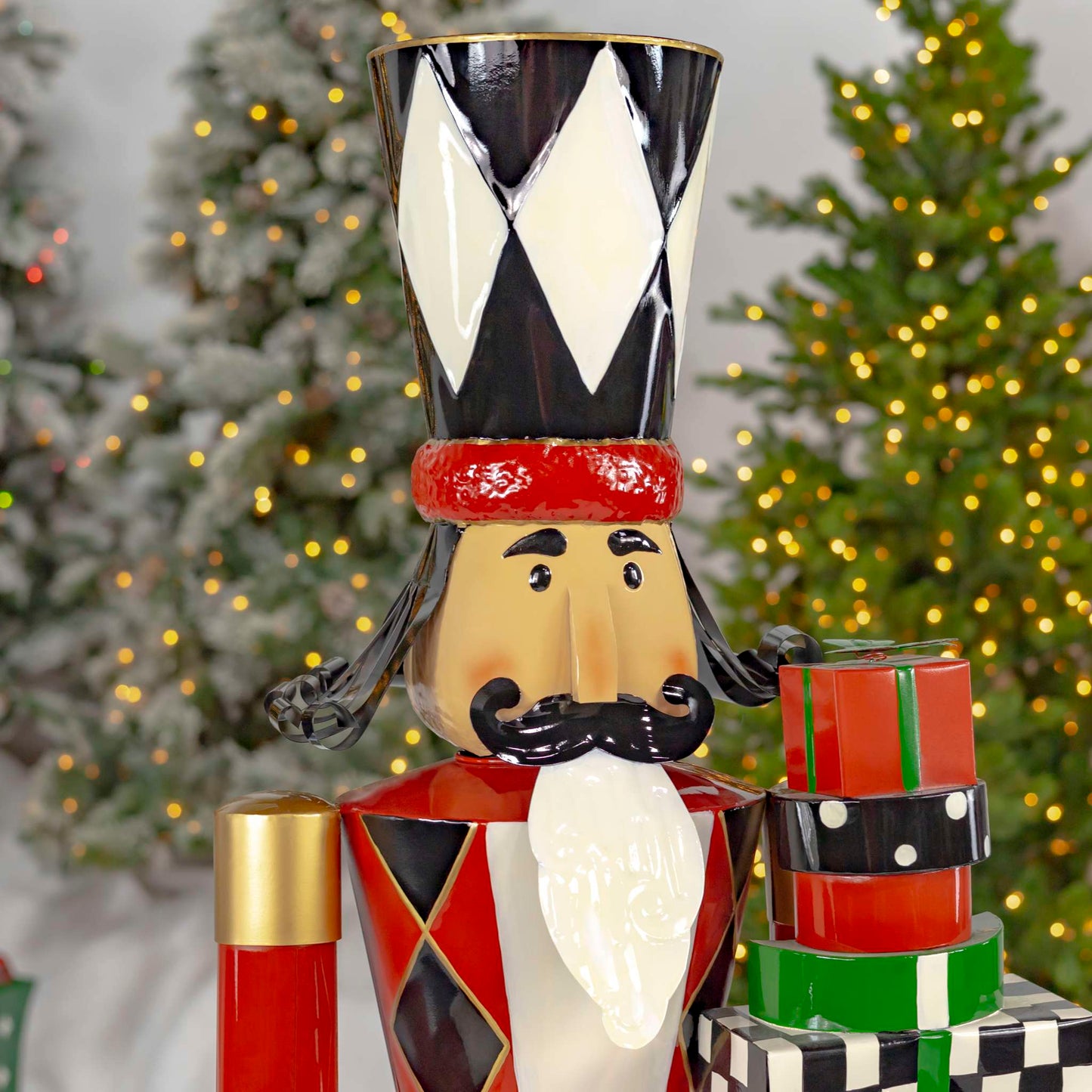 Christmas 65" Tall Standing Iron Nutcracker with Christmas Gifts & LED Lights "Joseph"