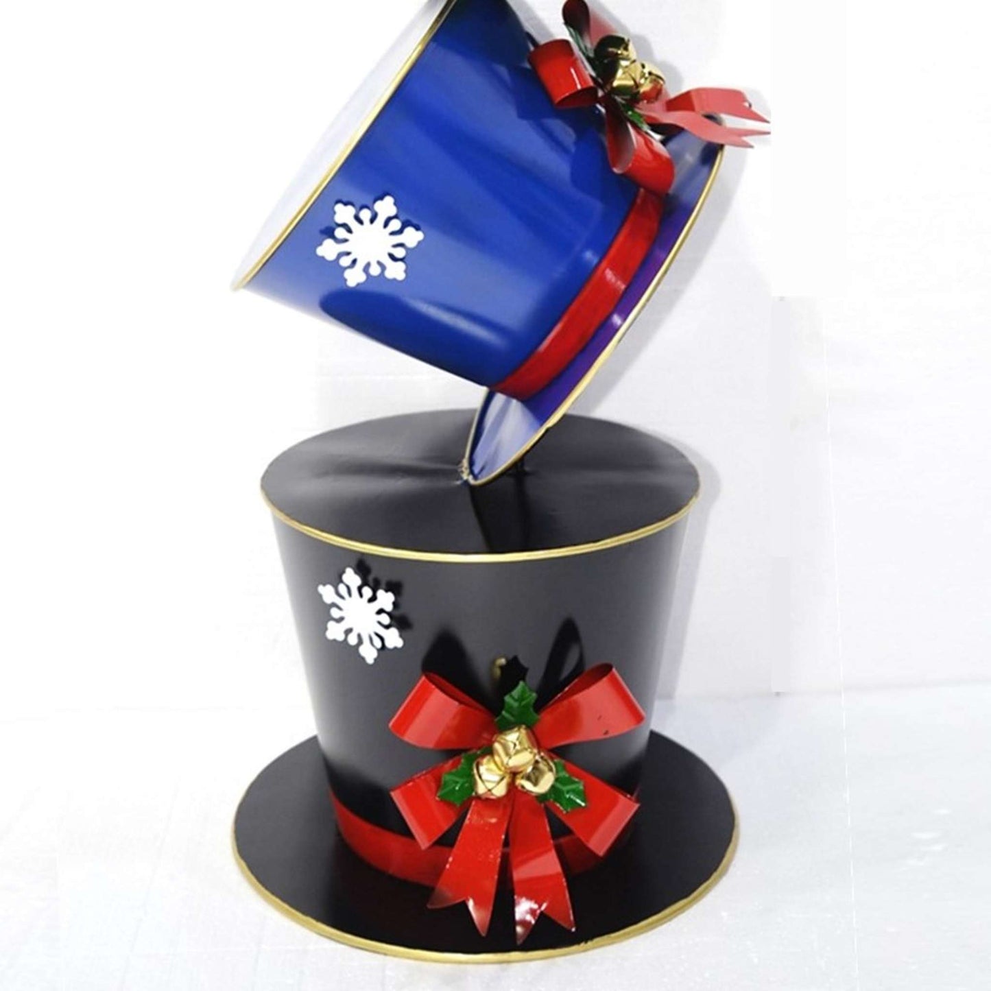 Christmas 40" Tall Iron Tower of Top Hats Holiday Display "The Frosty" (Blue)