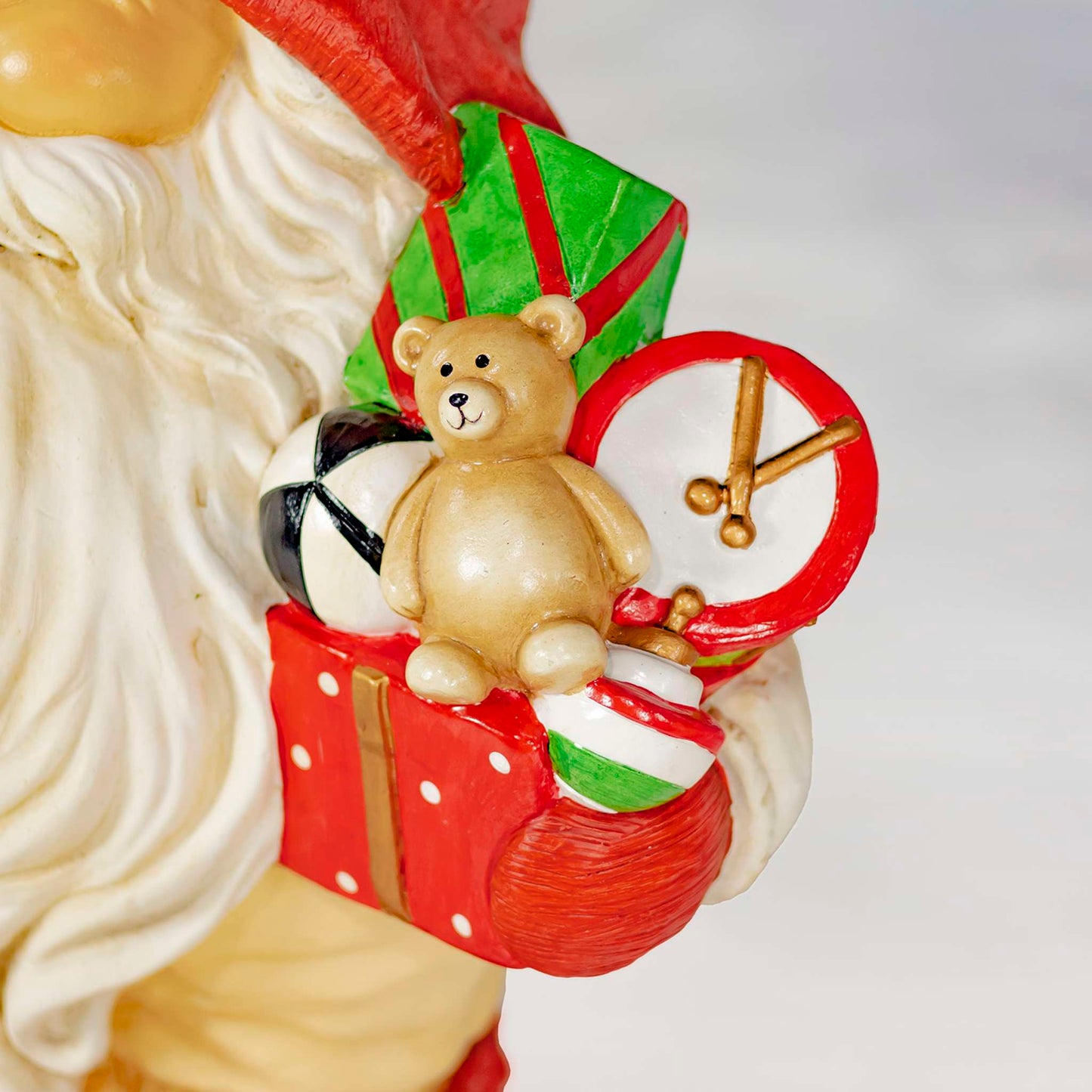 Christmas Set of Two 27.5" Tall Santa Gnome Statue Holding Gifts and Staffs "Nick & Kris"