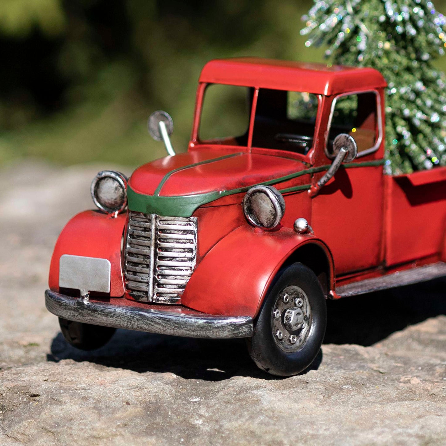 Christmas 12.5" Country Style Red Pickup Truck with Christmas Tree