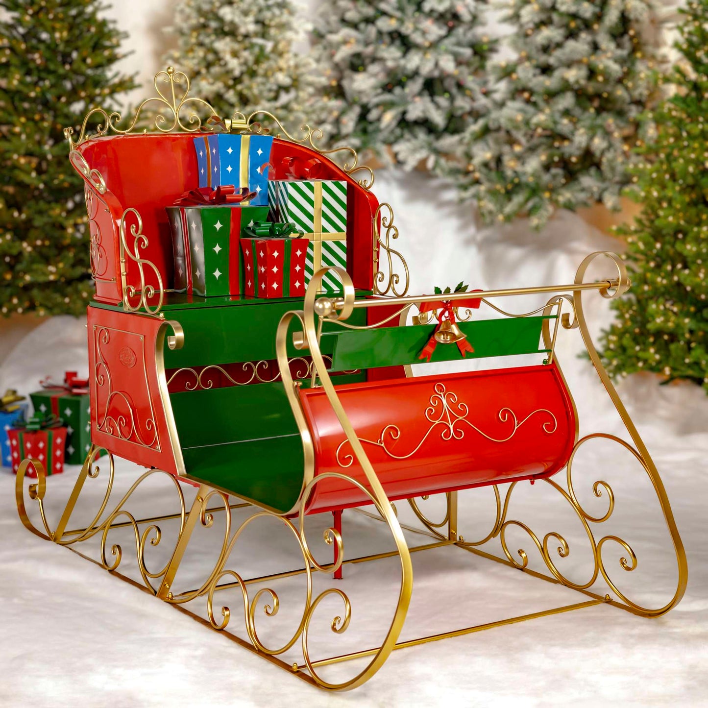 Christmas 5.5ft. Tall Elegant Metal Christmas Sleigh "The Bethlehem"