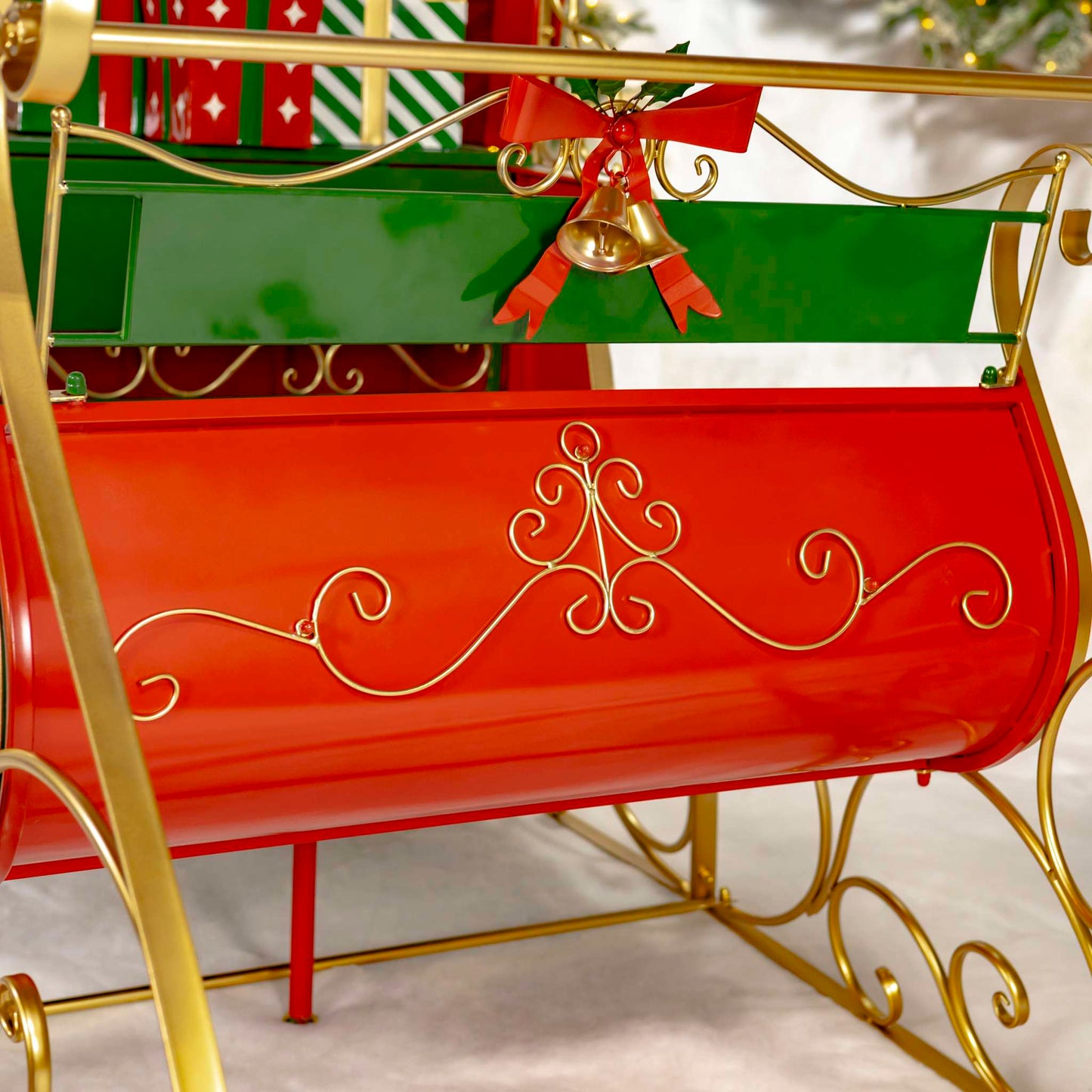 Christmas 5.5ft. Tall Elegant Metal Christmas Sleigh "The Bethlehem"