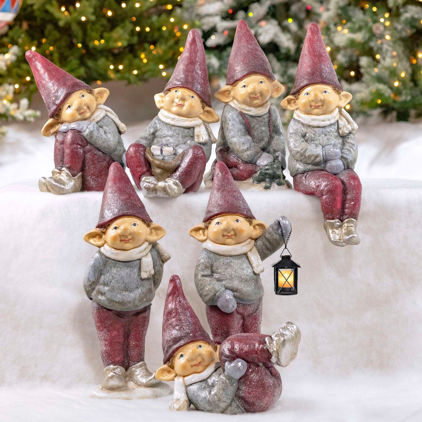 Christmas Set of 7 Red Hat Christmas Elves "The Connors"