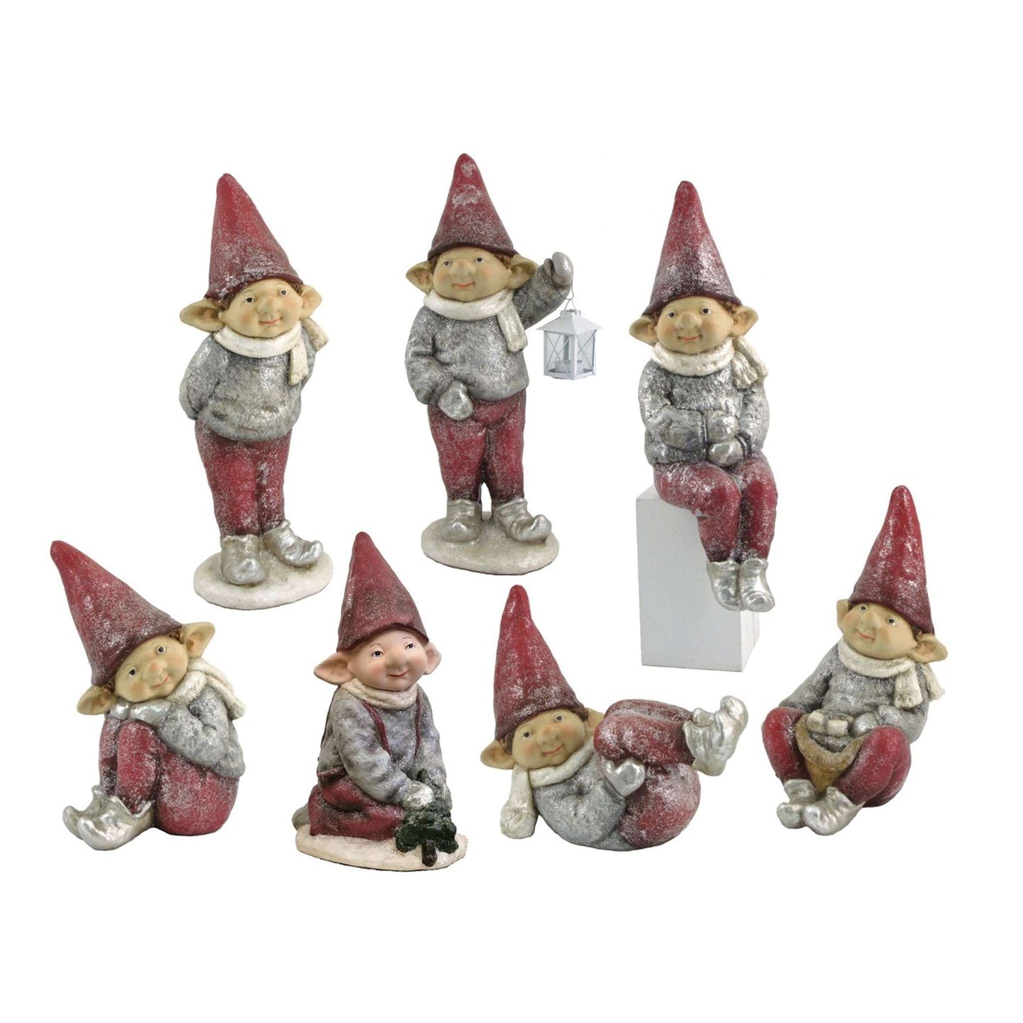 Christmas Set of 7 Red Hat Christmas Elves "The Connors"