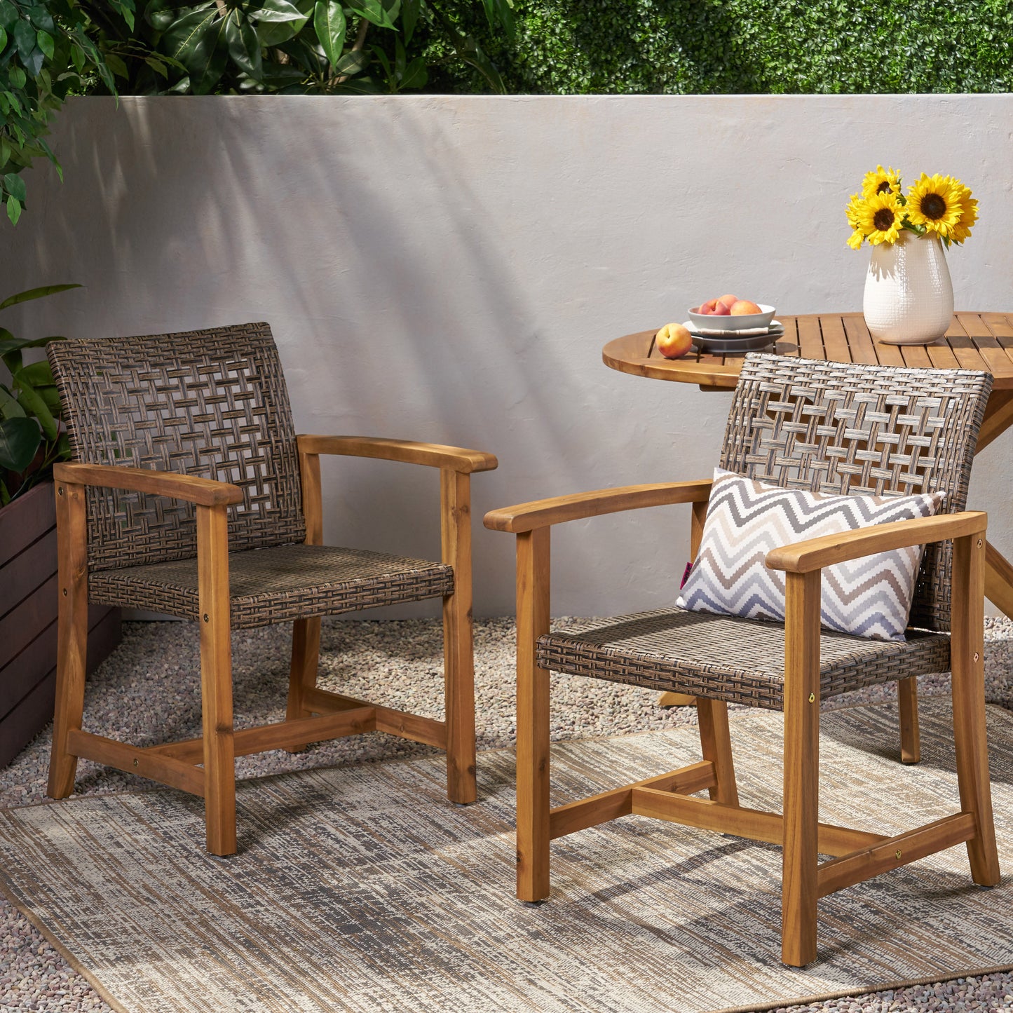 HAMPTON WOOD AND WICKER DINING CHAIR( SET OF 2 )