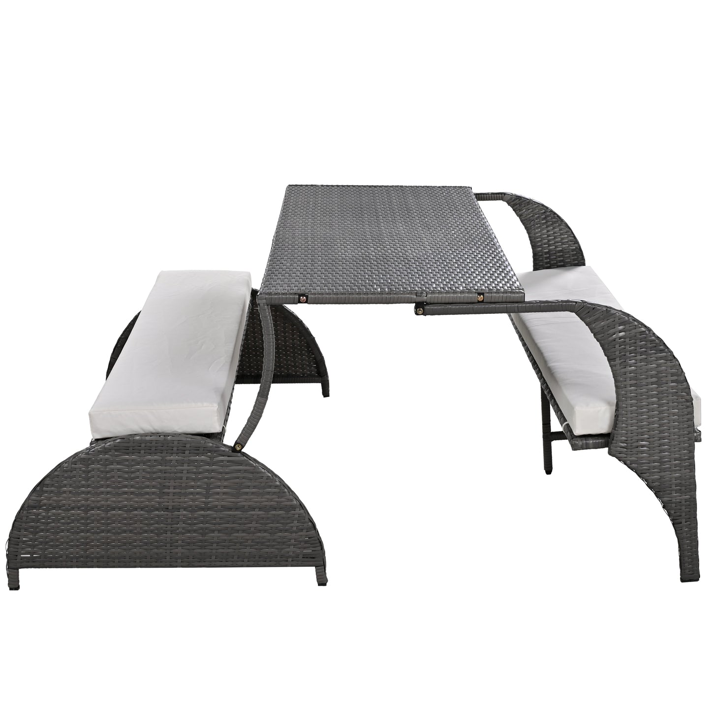 U_STYLE Versatile outdoor loveseat that converts to four seats and a table, suitable for gardens and lawns