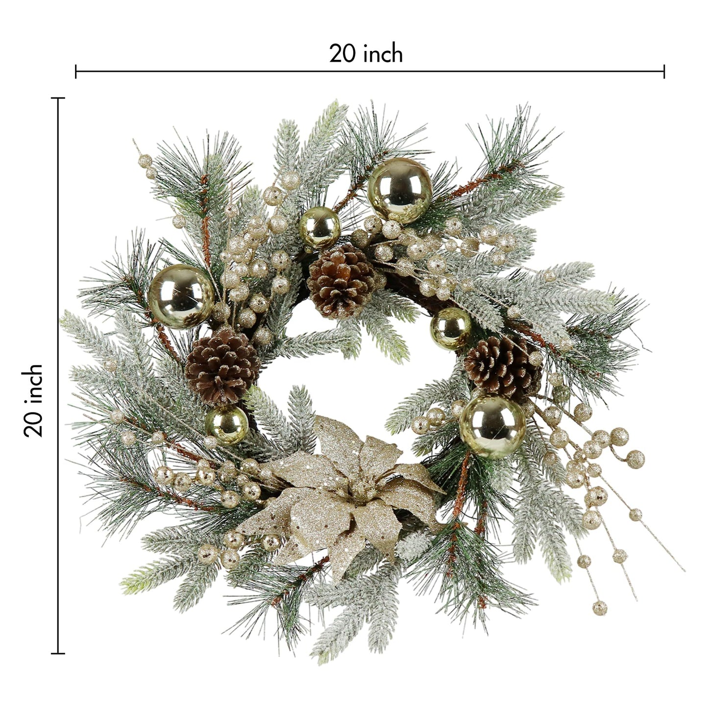 Christmas Wreath 20 Inch Christmas Door Decorations Wreath with Warm Lights