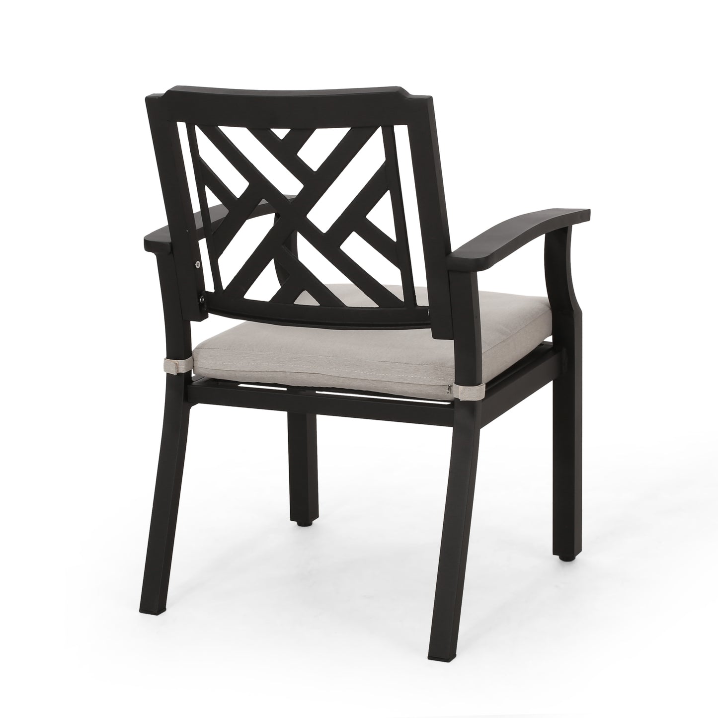 Outdoor Dining Chairs, Light Beige + Antique Matte Black (Set of 2)