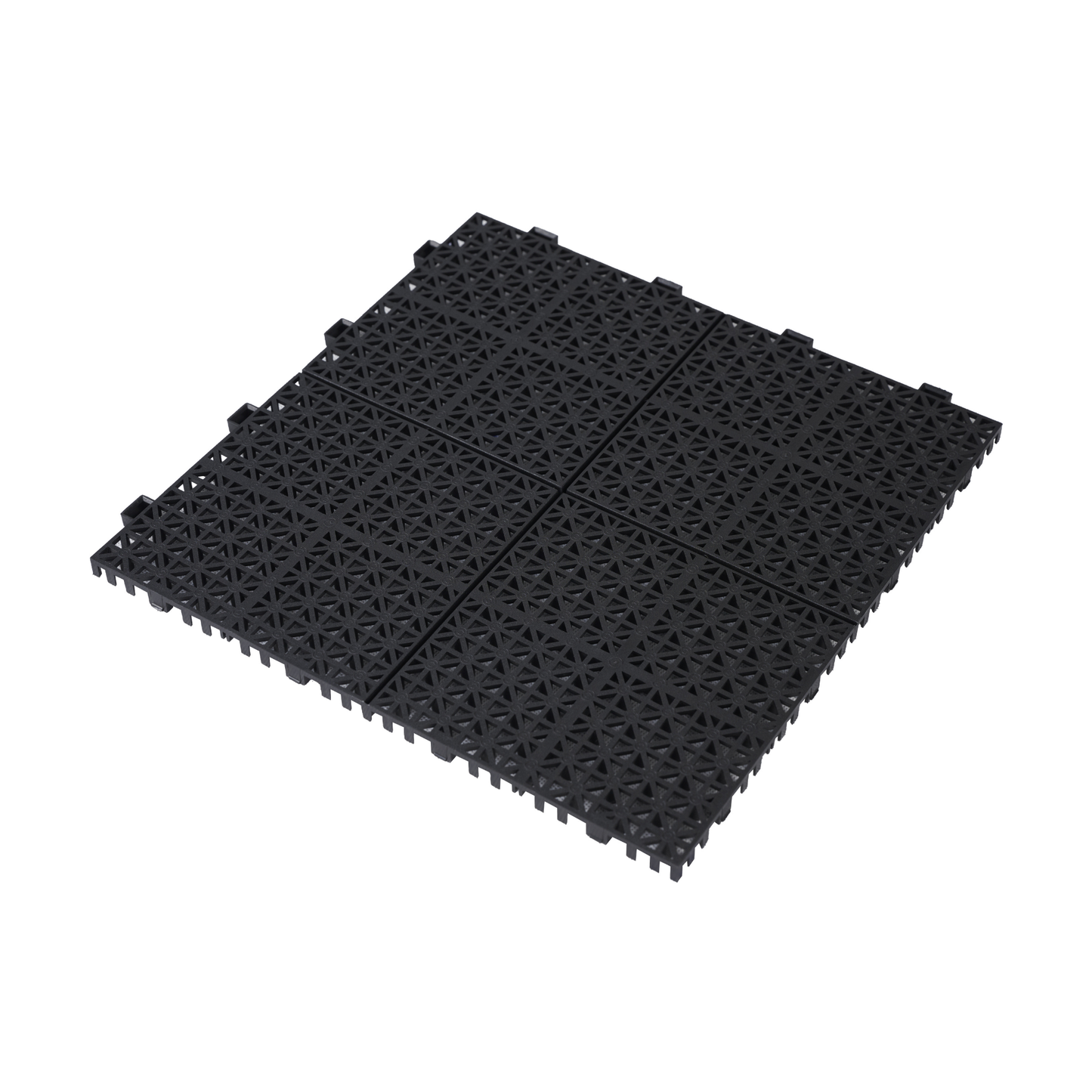 12 x 12 Inch Black Interlocking Deck Tiles Plastic Waterproof Outdoor All Weather Anti-slip Bathroom Shower Balcony Porch Strong Weight Capacity Upto 6613 LBS, Rosette Pattern Pack of 12