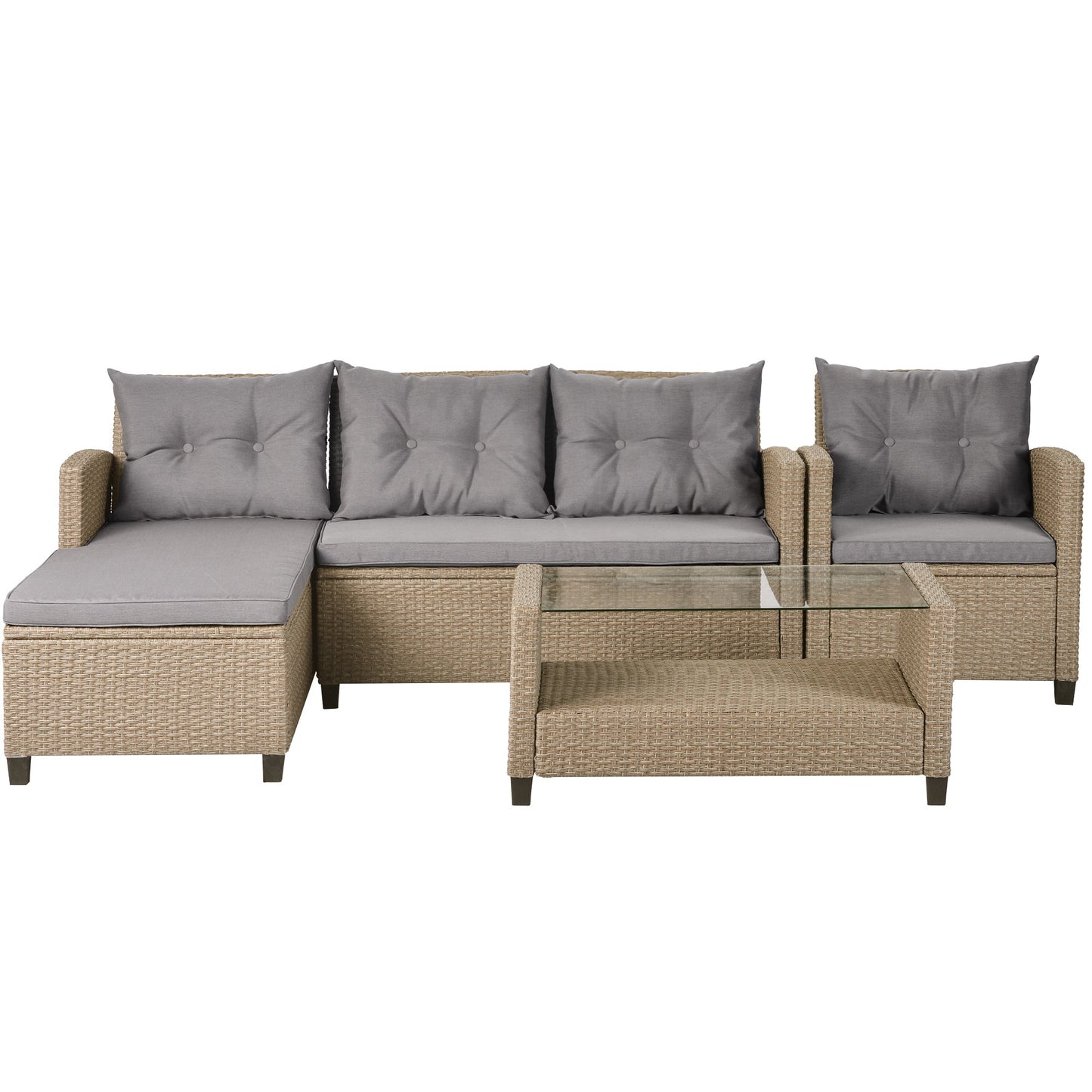 Outdoor, Patio Furniture Sets, 4 Piece Conversation Set Wicker Ratten